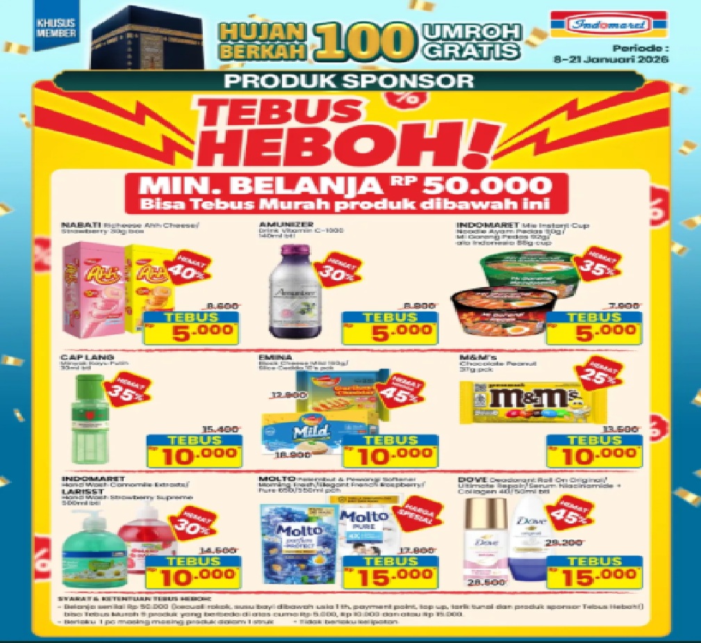 Lebih Hemat! Promo Indomaret Tebus Murah Periode 15 hingga 21 Januari 2026, Ada Minyak Goreng