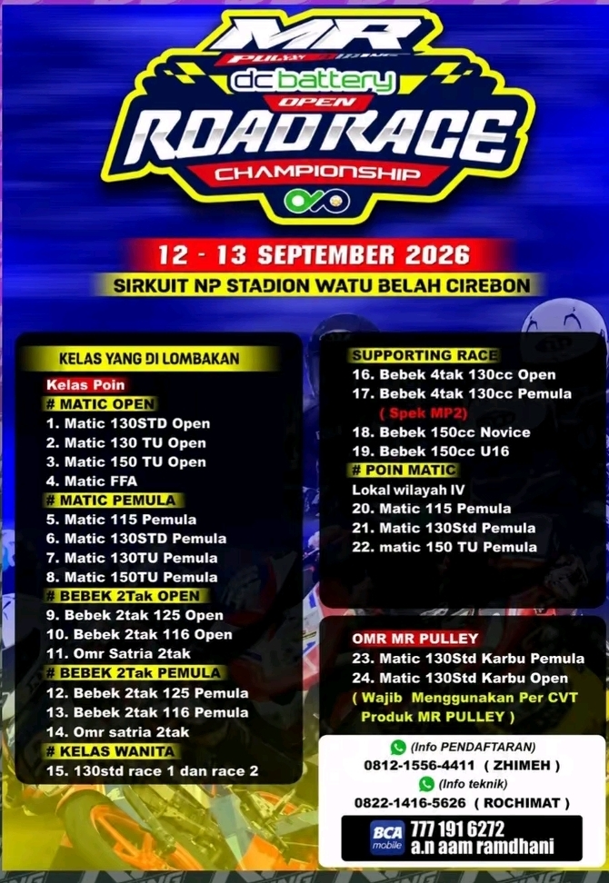 Obati Kerinduan Otomotif Cirebon, IMI Kabupaten Cirebon Gelar MR Pulley Road Race 2026