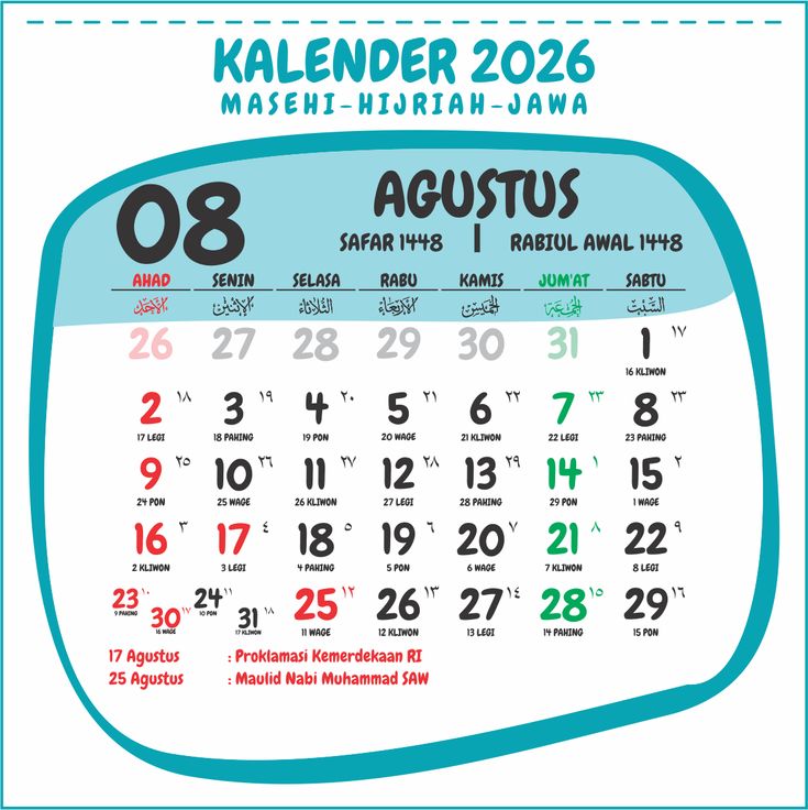 Kalender Agustus 2026: Cek Daftar Tanggal Merah dan Hari Libur Nasional Resmi Pemerintah