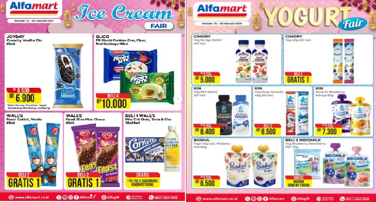 Diskon Yogurt dan Ice Cream Fair di Promo JSM Alfamart periode hingga 22 Februari 2026, Cimory Rp 5.000