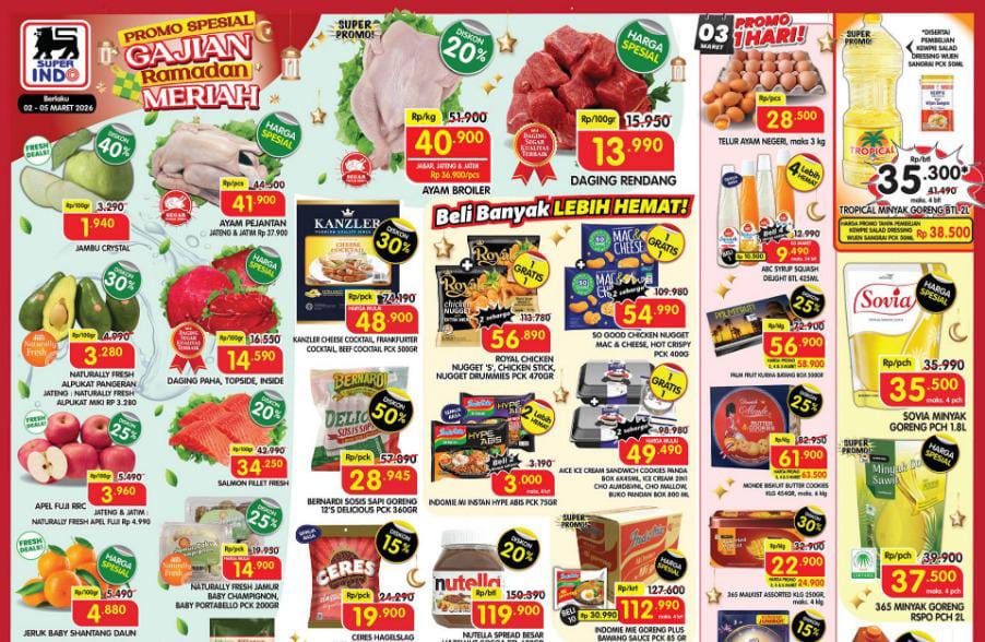 Promo Superindo Minggu Ini 3-8 Maret 2026: Minyak Goreng 2L Rp 31.500 & Daging Segar Murah