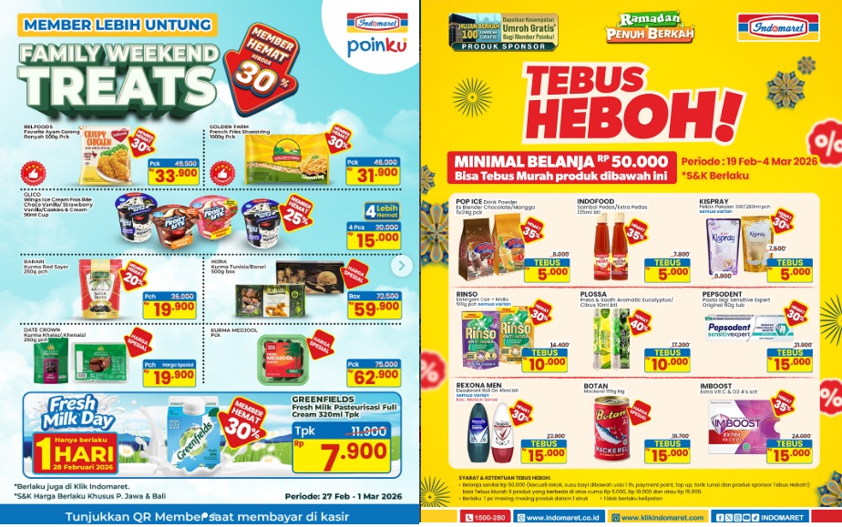 Tebus Heboh dan Khusus Member Diskon 30%, Promo Indomaret Hari Ini - 1 Maret 2026, Ada Rexona Rp 15.000