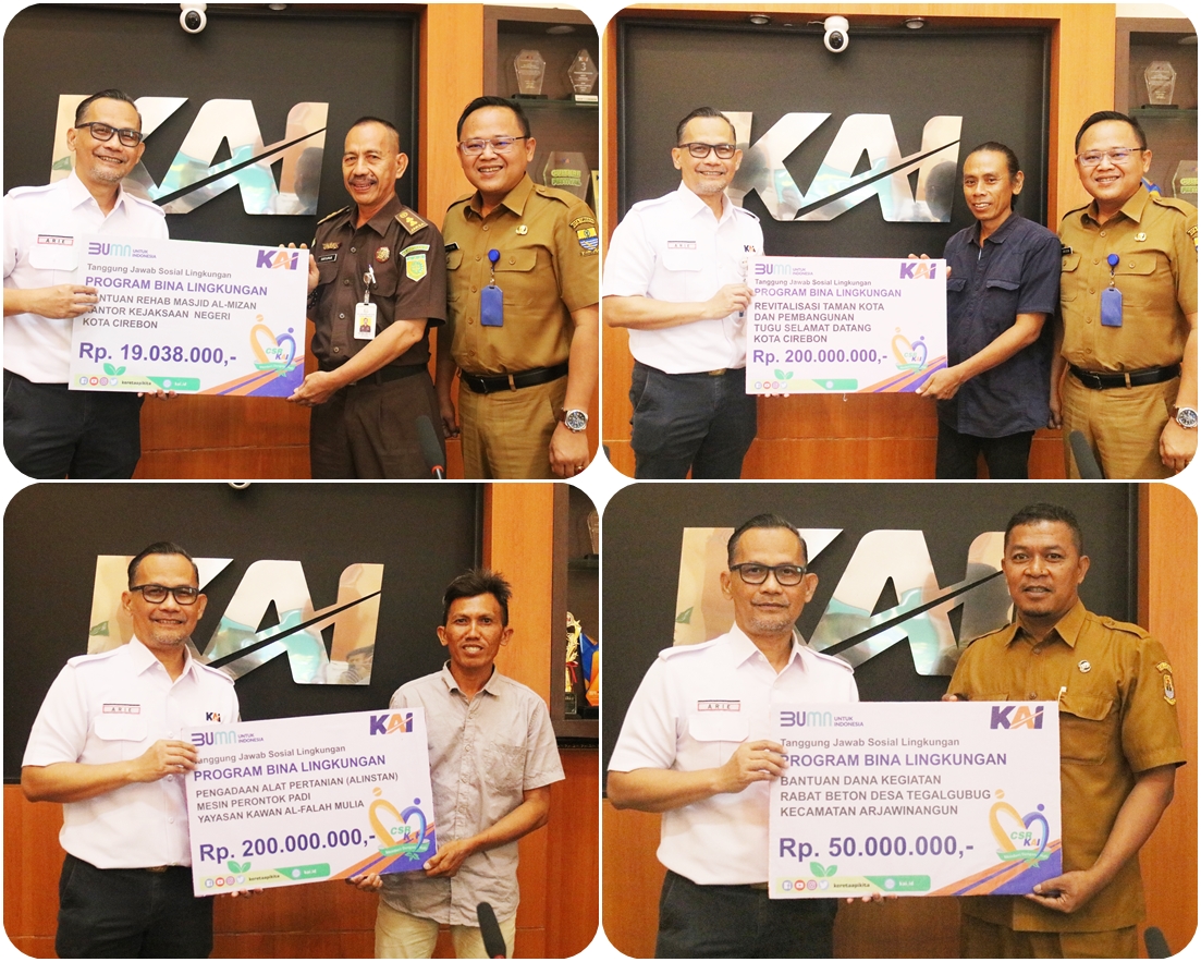 KAI Daop 3 Cirebon Salurkan Bantuan TJSL Rp 469 Juta untuk Masyarakat dan Lingkungan