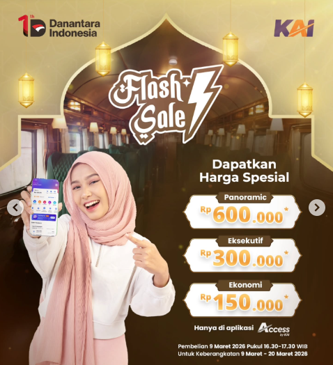 Siap-Siap War! Flash Sale Tiket KAI Maret 2026 Mulai Rp150 Ribu Dibuka Hari Ini, Cek Cara Belinya!