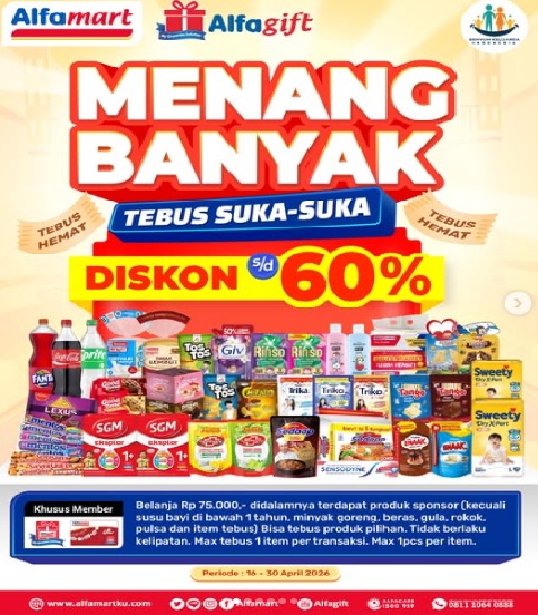Diskon 60%! Untung Banyak Tebus Murah di Promo Alfamart Terbaru Periode hingga 30 April 2026