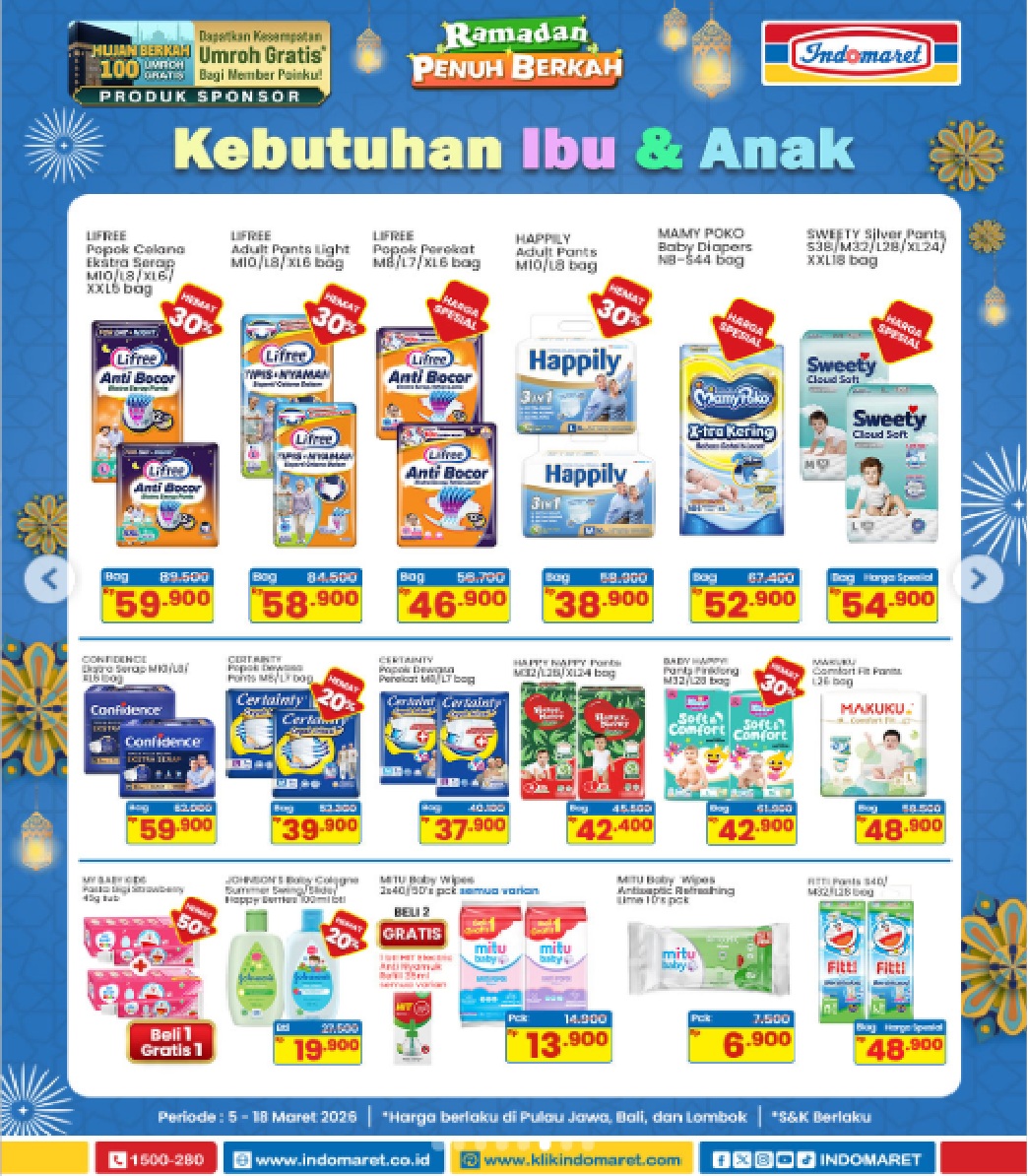 Kebutuhan Anak dan Ibu Diskon Sampai 50%: Promo Indomaret Minggu Ini Periode 5 - 18 Maret 2026