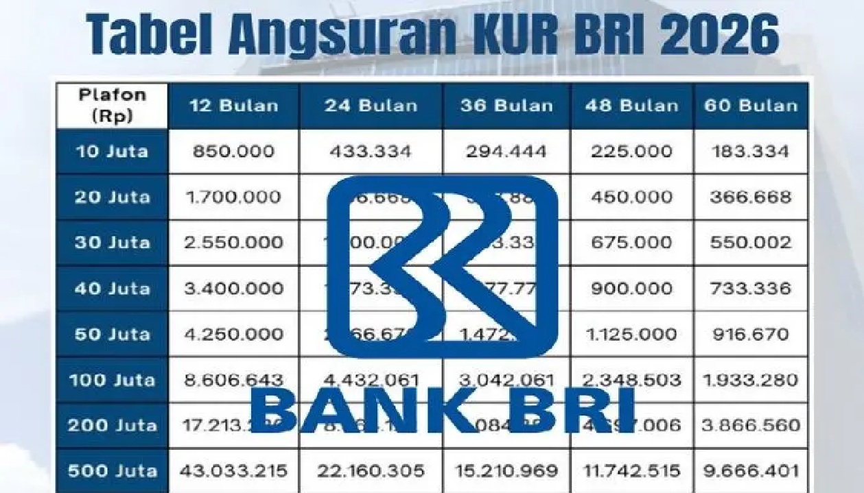 Tabel Angsuran KUR BRI 2026 Pinjaman 100 Juta: Cicilan Mulai 2 Juta Rupiah