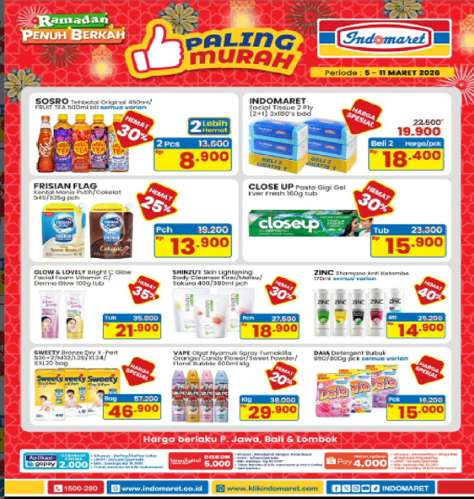 Waktunya Belanja! Diskon Sampai 40%, Promo Indomaret Hari Ini - 11 Maret 2026, Teh Botol Sosro Rp 8.900/2pcs