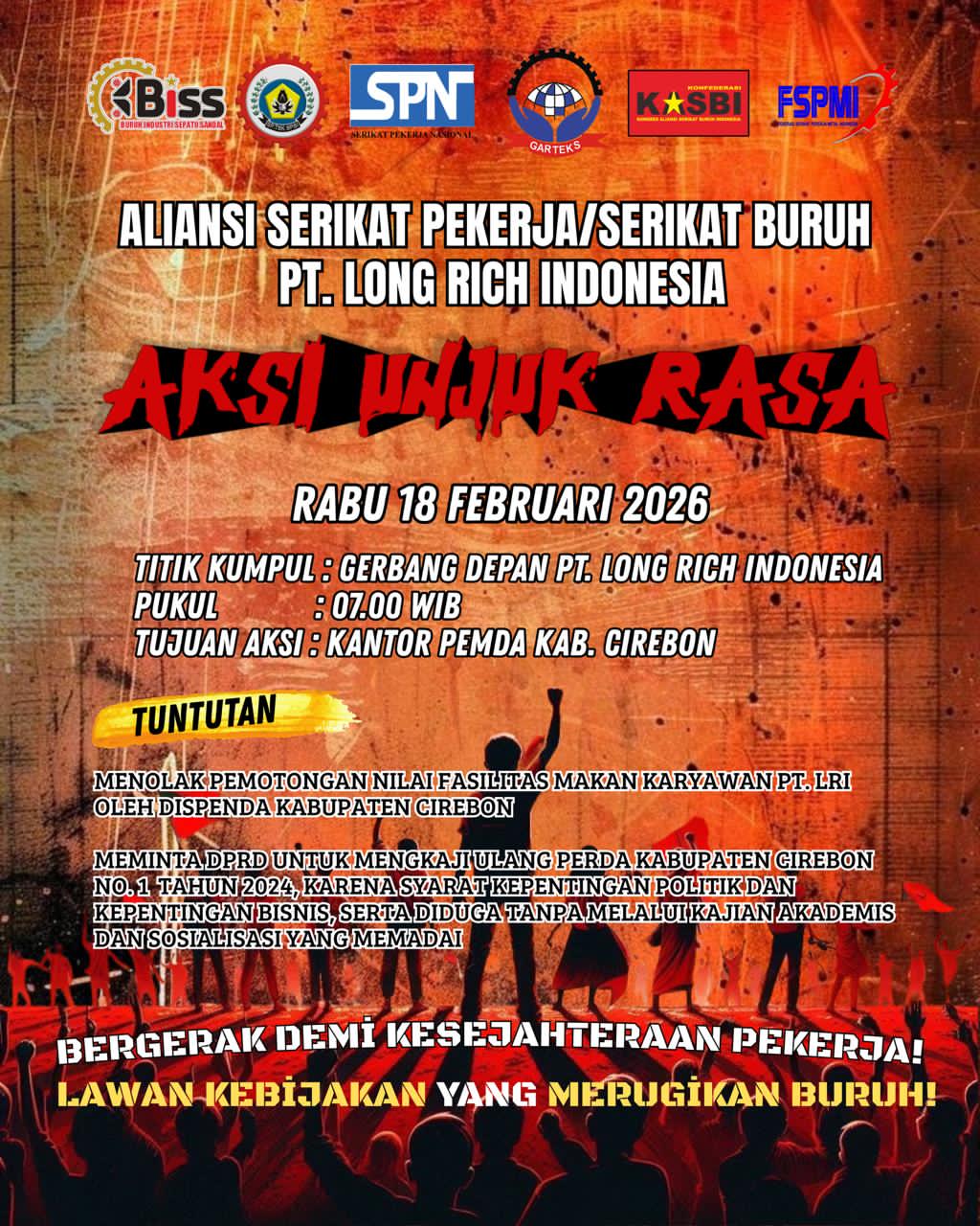 Ribuan Karyawan dari Aliansi Serikat Buruh PT Long Rich Bakal Demo