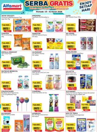 Promo Serba GratisPeriode 01-15 Maret 2026: Belanja Awal Bulan Makin Untung Di Alfamart