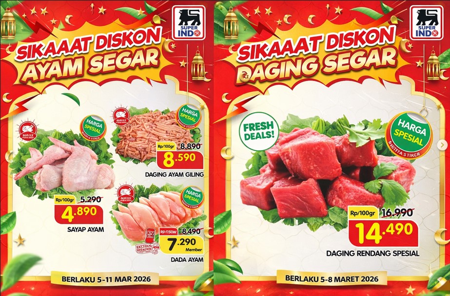 Promo Superindo Maret 2026: Stok Daging dan Ayam Segar Mulai Rp4.000-an Saja!