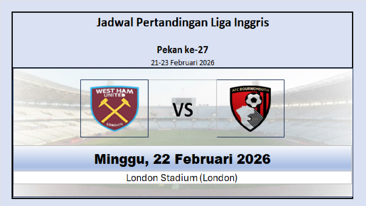 Akankah Kembali Seri? Jadwal West Ham vs Bourneomouth, Head to Head Selalu Imbang