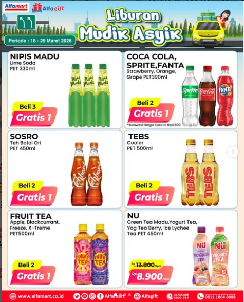 Lebaran Mudik Asyik! Manfaatkan Promo Terbaru Alfamart Periode 19 - 29 Maret 2026, Produk Beli 2 Gratis 1