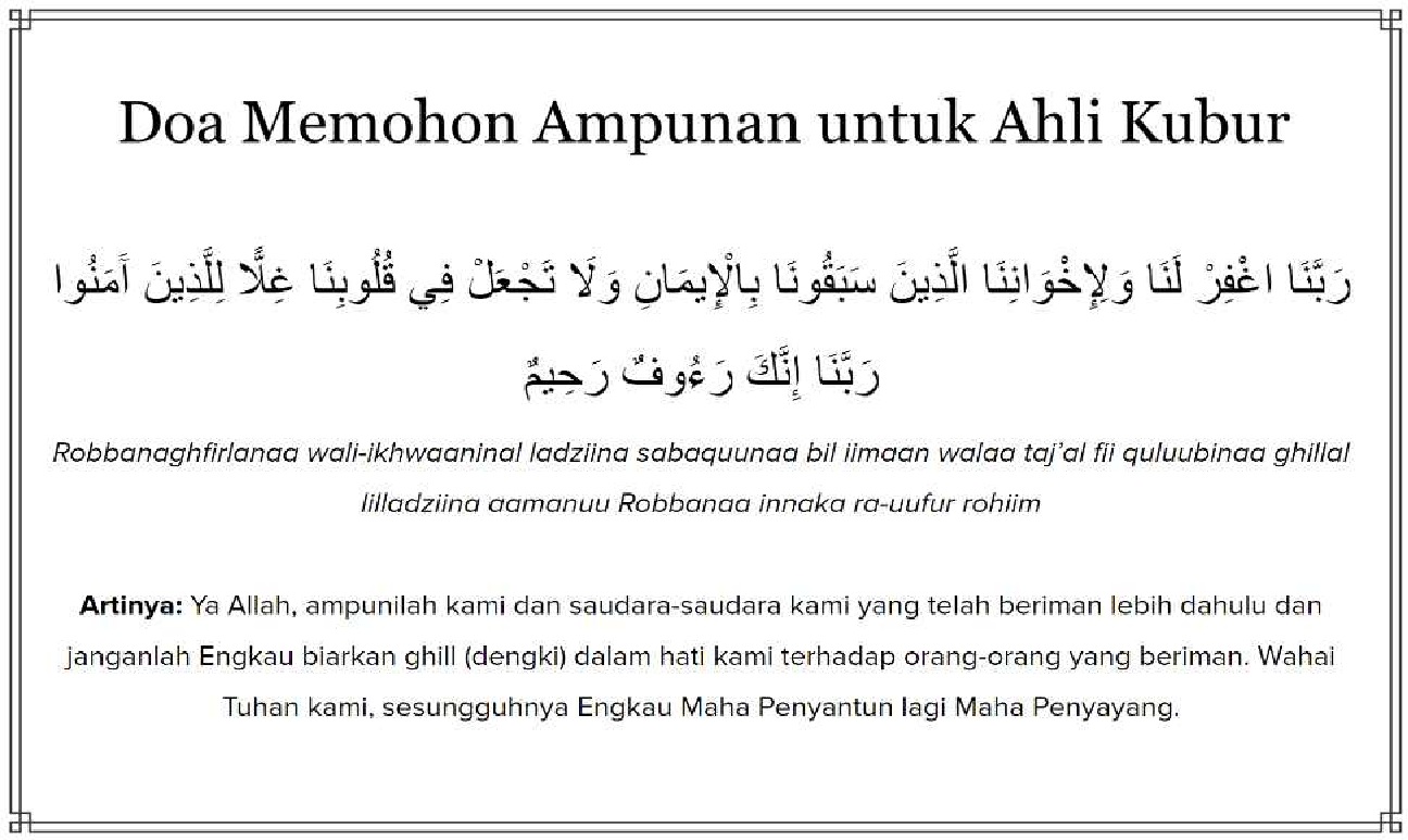 Urutan Adab Berziarah dan Bacaan Doa Ziarah Kubur Teks Arab Latin