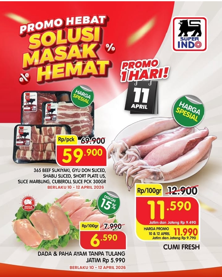 Promo Superindo Hari Ini 11 April 2026: Diskon Daging Slice dengan Harga Spesial!
