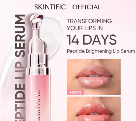 Skintific Peptide Brightening Lip Serum, Solusi Bibir Gelap Auto Cerah.