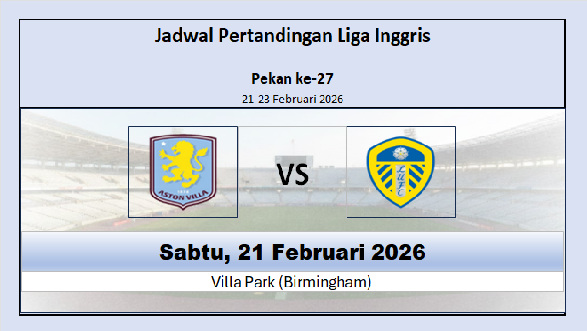 Jadwal Pertandingan Aston Villa vs Leeds? Aston Villa Unggul Head to Head Akankah Kembali Menang?