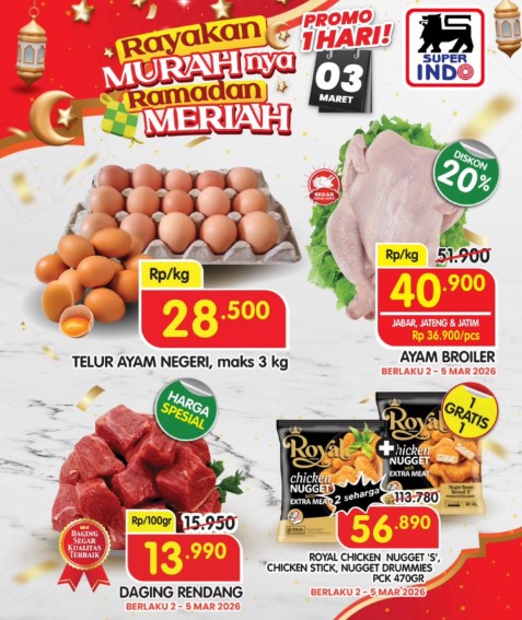 Promo Superindo Hari Ini 3 Maret 2026: Ayam Broiler Diskon 20% dan Nugget Beli 1 Gratis 1