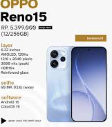 Daftar Harga Hp Oppo Reno 15, Promo Sampai 9 Febuari 2026