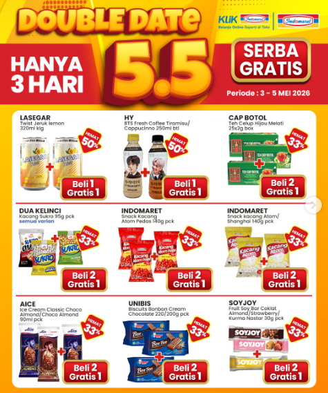 Promo Indomaret 5.5 Double Date: Serba Gratis & Diskon hingga 50%!