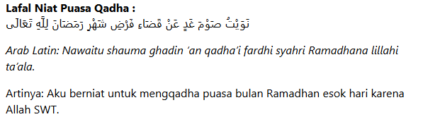 Bacaan Niat Dan Doa Berbuka Puasa Qadha Lengkap Arab, Latin dan Terjemahan.