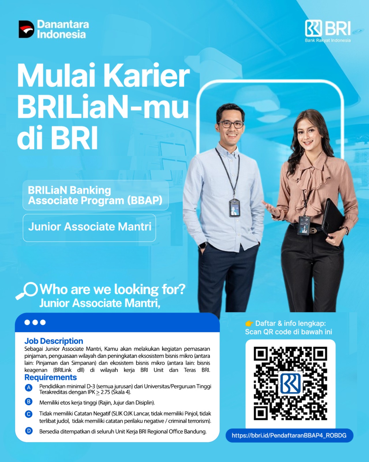 BRI Bandung Buka Lowongan 'Junior Associate Mantri' 2026, Catat Syarat dan Link Daftarnya!