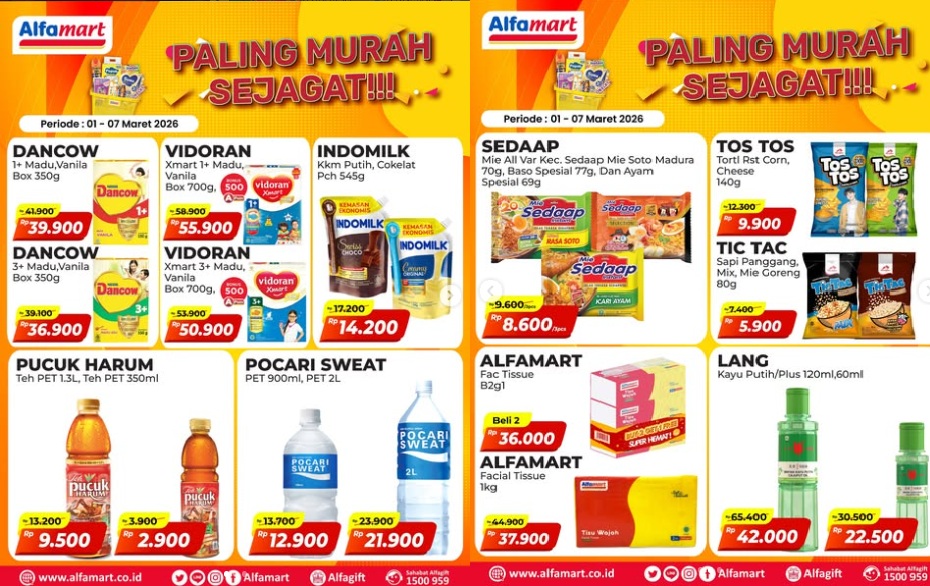 Paling Murah Sejagat! Dancow 1+ Rp 39.9000, di Promo Alfamart Minggu Ini Periode 1 - 7 Maret 2026