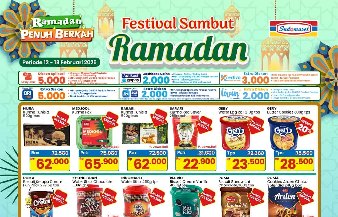 Promo Indomaret Persiapan Ramadhan Periode 12-18 Februari 2026: Diskon Biskuit Kemasan Kaleng & Box
