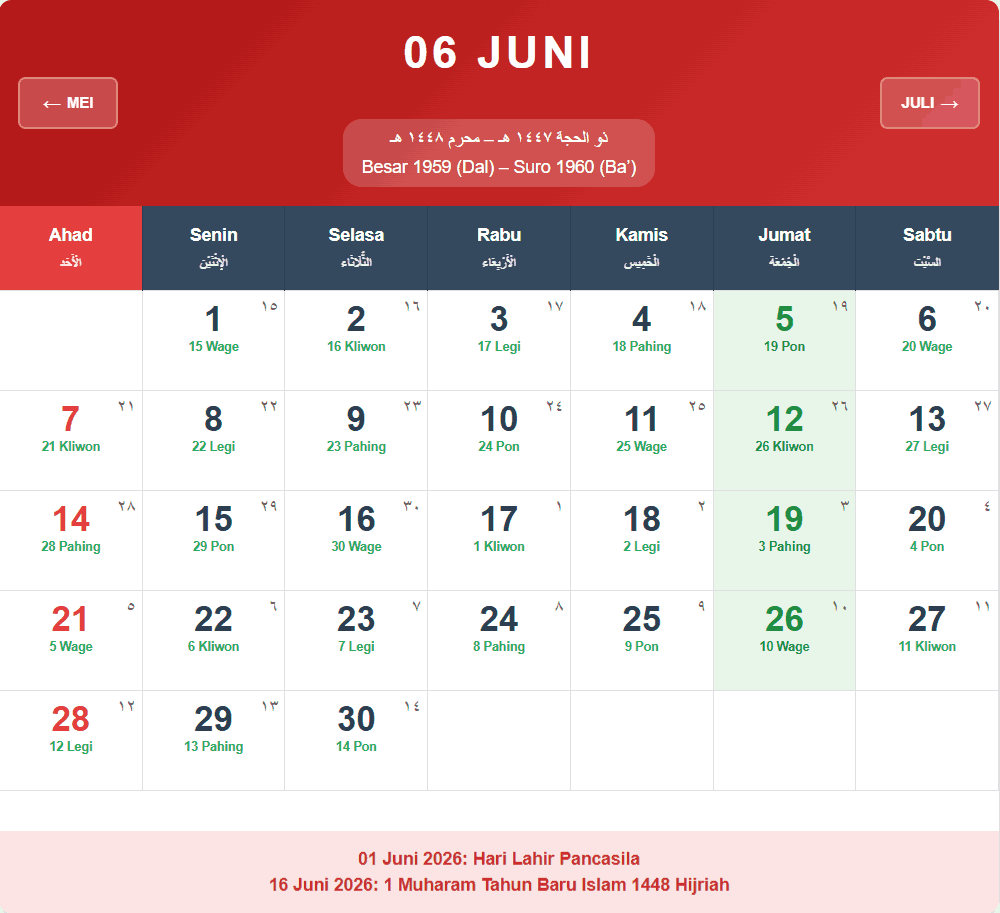 1 Juni 2026 Tanggal Merah Apa? Simak Informasi nya Disini