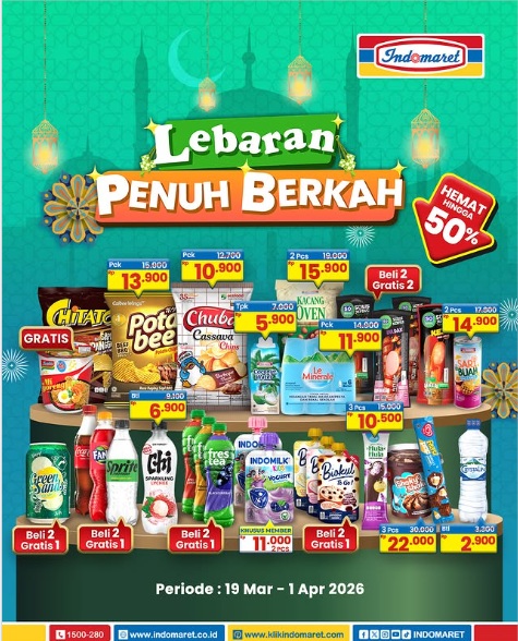 Diskon 50%! Promo Terbaru Indomaret Lebaran Periode hingga 1 April 2026, Chitato Rp 13.900