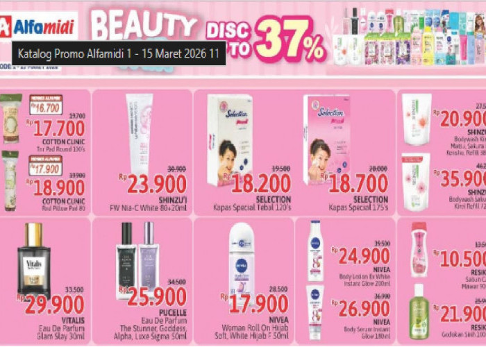  Promo Alfamidi Hari Ini 11 Maret 2026: Diskon Skincare & Body Care s/d 37%, Garnier Serum Hanya Rp34 Ribuan!