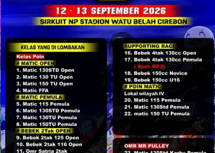 Obati Kerinduan Otomotif Cirebon, IMI Kabupaten Cirebon Gelar MR Pulley Road Race 2026