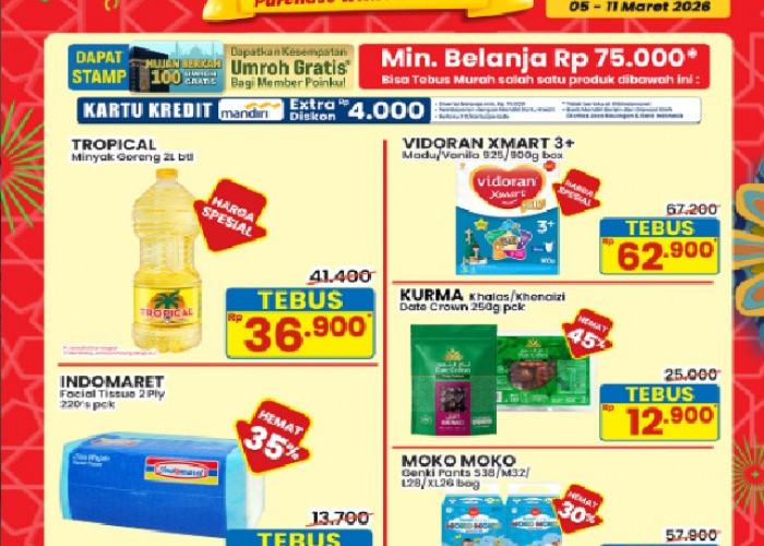 Promo PWP! Tebus Produk Harga Ambyar di Indomaret Minggu Ini - 11 Maret 2026, Minyak Goreng Tropical Rp 36.900