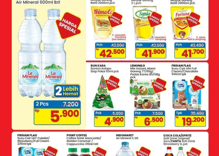 Promo Indomaret Hemat Minggu Ini: Air Mineral Le Minerale Rp 5.900/2 Btl & Fortune 2L Cuma Rp 41.700!