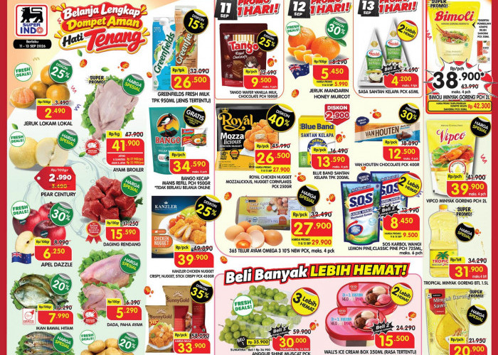 Promo JSM Superindo 11–13 September 2026: Minyak Goreng Bimoli Rp 38.900 & Daging Rendang Rp 15.590!