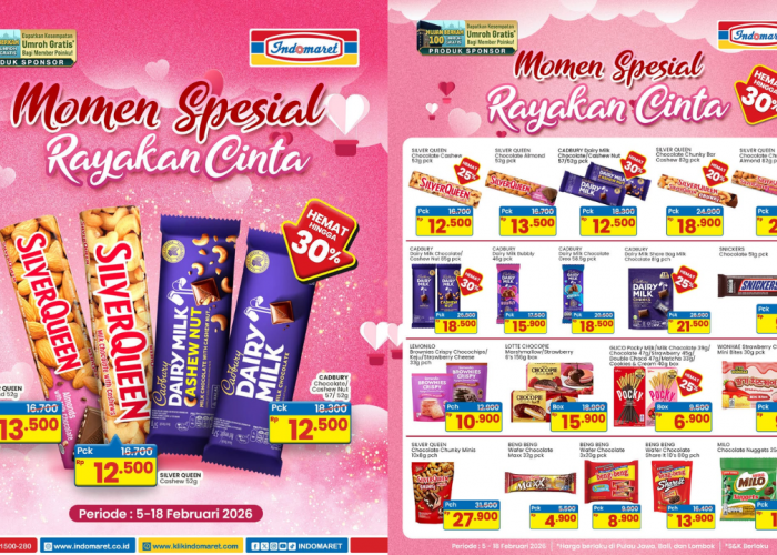 Promo Indomaret Hari Ini 14 Februari 2026: Harga Cadbury Dairy Milk Mulai Rp8.000 Saja