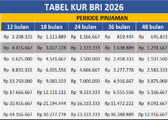 Cicilan Mulai Rp 1 Jutaan, Tabel Angsuran KUR BRI 2026 Pinjaman Rp 50 Juta Tanpa Agunan Kapan Dibuka?