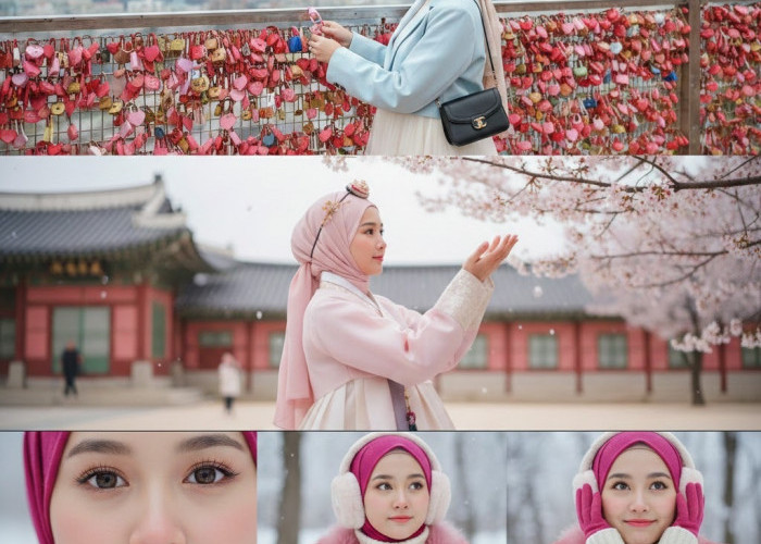 3 Prompt Gemini AI Wanita Berhijab Tampil Ala Korea Terbaru, di Namsan Tower, hingga Memakai Hanbook