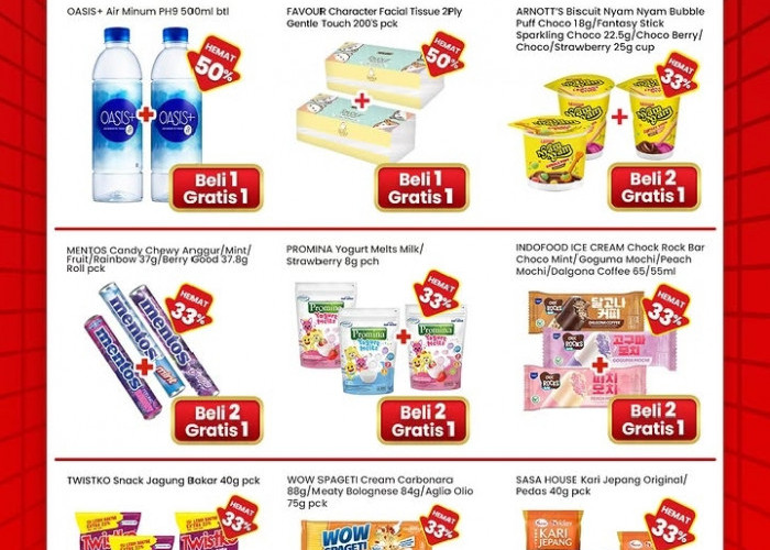 Promo Indomaret Serba Gratis Hingga 10 Juni 2026: Beli 1 Gratis 1 Oasis dan Tissue Favour Hemat 50%