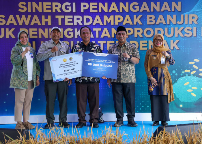 Taj Yasin Serahkan Bantuan Benih Padi untuk Petani Terdampak Banjir di Demak