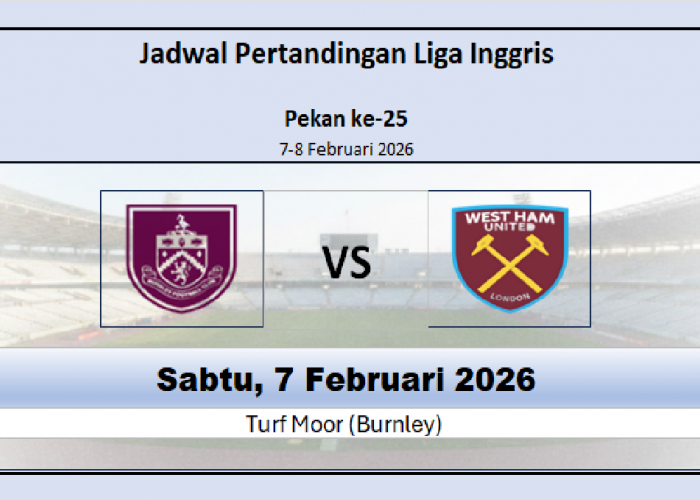 Peringkat Klasemen Bawah Panas, Burnley vs West Ham, Jadwal Pertandingan, Head to Head di Liga Inggris