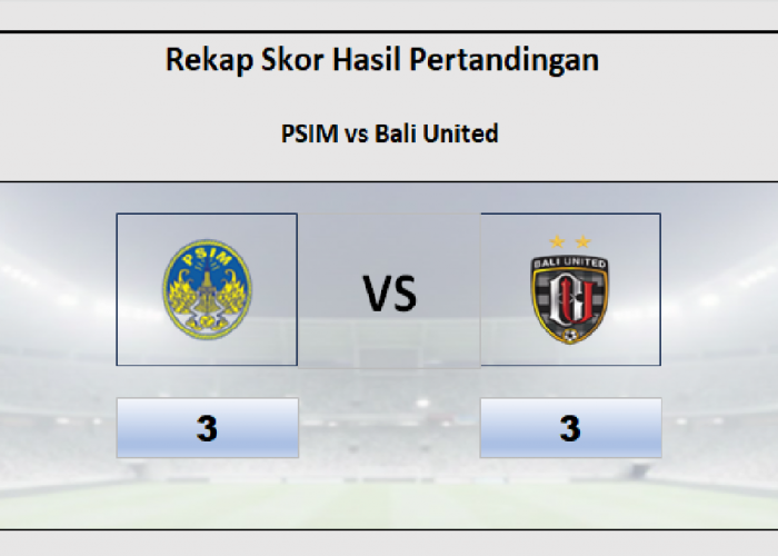 Hasil PSIM vs Bali United Imbang 3-3, Bali Hanya Peroleh 2 Poin Dalam Lima Pertandingan Terakhir