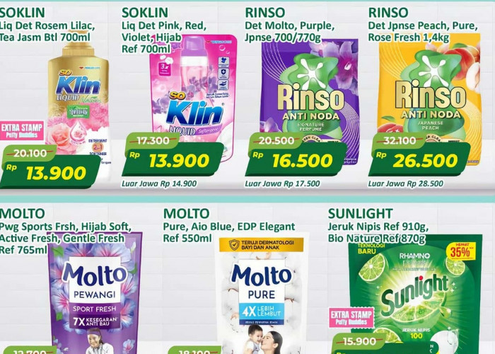 Intip Promo JSM Alfamart: Belanja Sabun Rinso Anti Noda Cuma Rp 16.500 dan Sunlight Jeruk Nipis Rp 12.500 