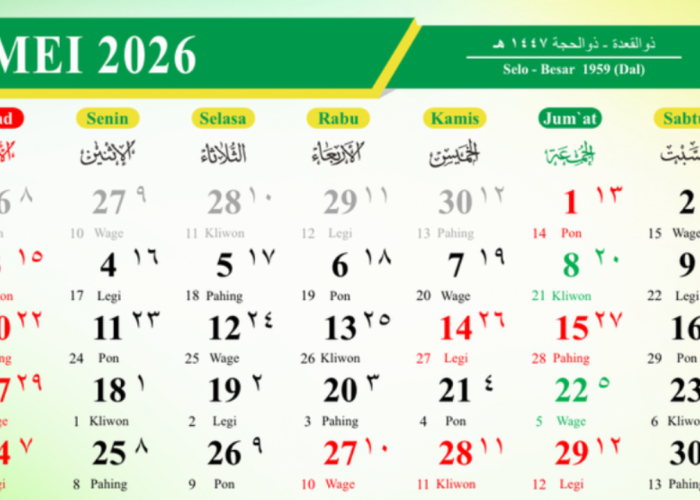 Jadwal Long Weekend Mei Juni 2026, Catat Tanggal dan Harinya!