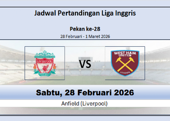 Jadwal Premier League: Liverpool vs West Ham, Akankah Tiga Kemenangan Beruntun Untuk The Reds di Pekan ke-28?