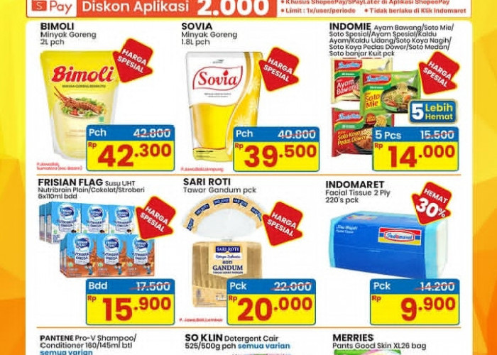 Promo Indomart 4 Hari 20-23 Agustus 2026: Minyak Goreng Sovia Rp 39.500 & Pantene Cuma Rp 17.500!