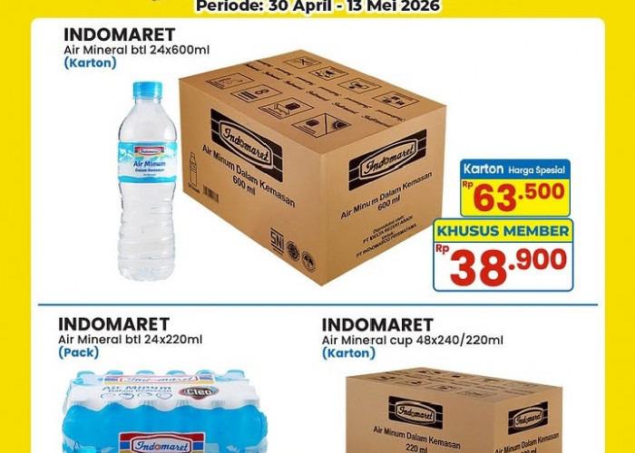 Promo Indomaret 'Beli Banyak Lebih Hemat': Air Mineral Karton Cuma Rp38.900!