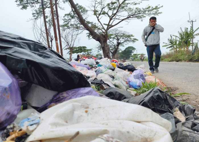 Tumpukan Sampah Penuhi Sepadan Jalan Raya Arjawinangun - Gegesik