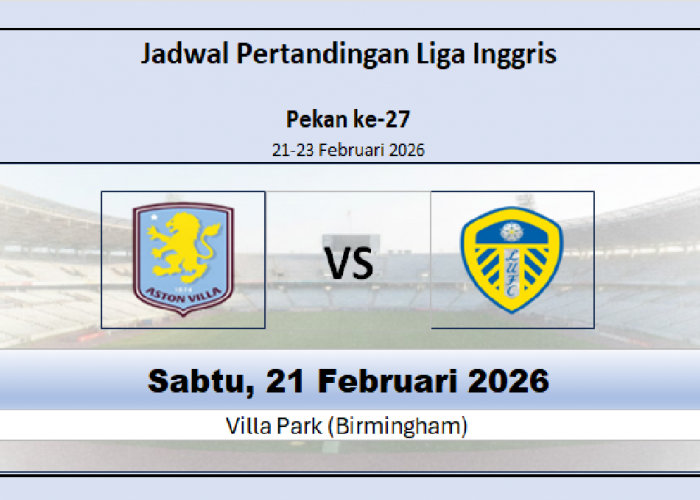 Jadwal Pertandingan Aston Villa vs Leeds? Aston Villa Unggul Head to Head Akankah Kembali Menang?