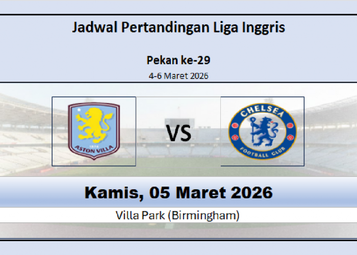 Jadwal Premier League: Aston Villa vs Chelsea, Duel Sengit Papan Atas Klasemen Liga Inggris